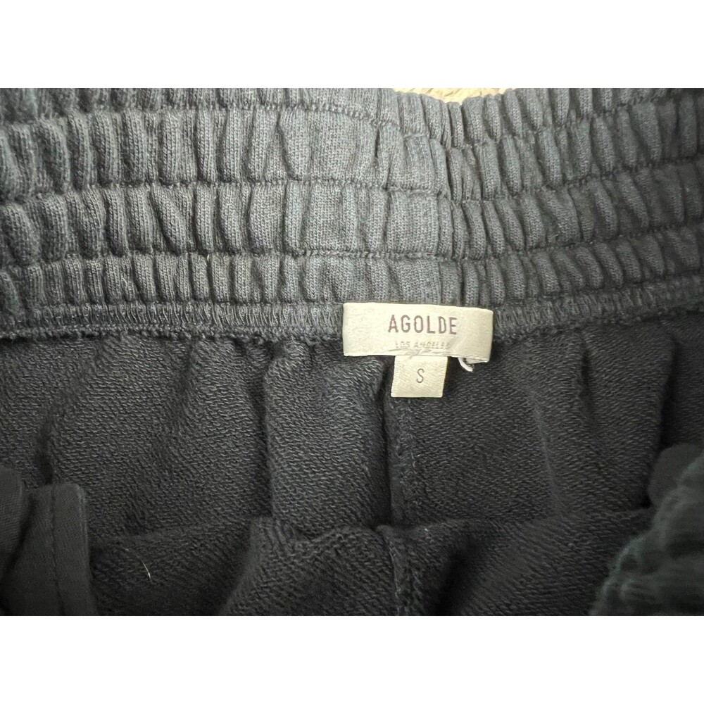 Agolde Womens Black Cut-Off Fleee Fleece Shorts Drawstring Sweat Shorts  Size S - Picture 3 of 9